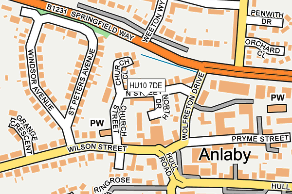 HU10 7DE map - OS OpenMap – Local (Ordnance Survey)