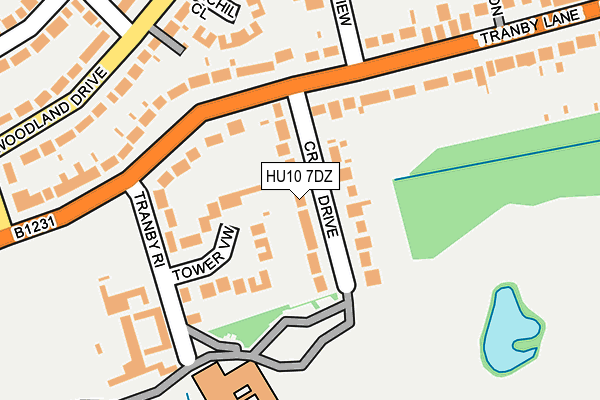 HU10 7DZ map - OS OpenMap – Local (Ordnance Survey)