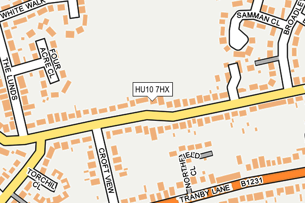 HU10 7HX map - OS OpenMap – Local (Ordnance Survey)