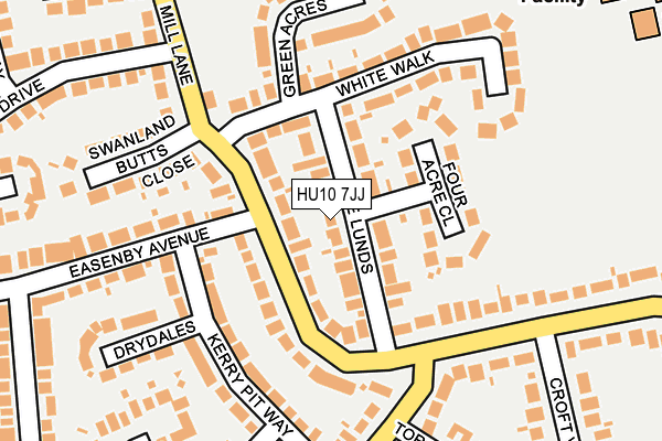 HU10 7JJ map - OS OpenMap – Local (Ordnance Survey)