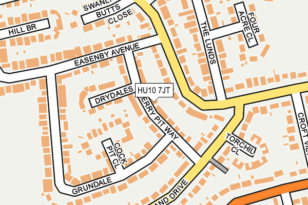 HU10 7JT map - OS OpenMap – Local (Ordnance Survey)