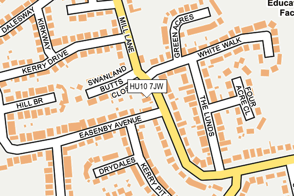 HU10 7JW map - OS OpenMap – Local (Ordnance Survey)
