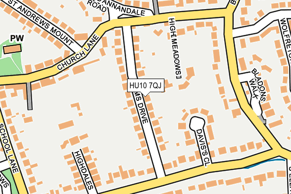 HU10 7QJ map - OS OpenMap – Local (Ordnance Survey)