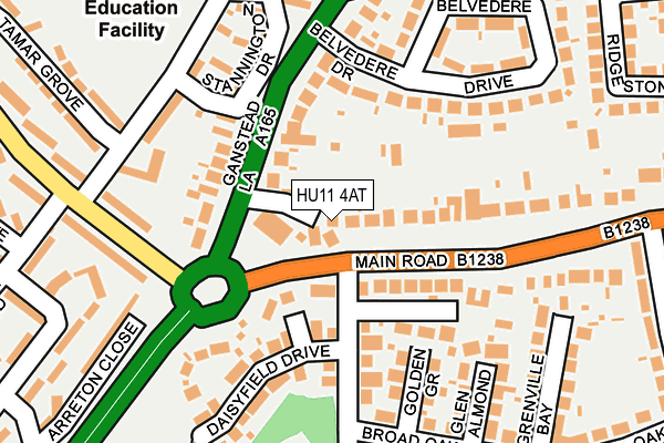 HU11 4AT map - OS OpenMap – Local (Ordnance Survey)