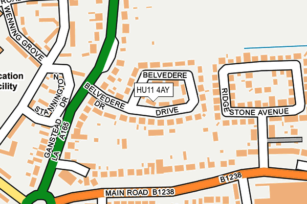 HU11 4AY map - OS OpenMap – Local (Ordnance Survey)