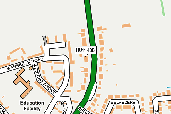 HU11 4BB map - OS OpenMap – Local (Ordnance Survey)