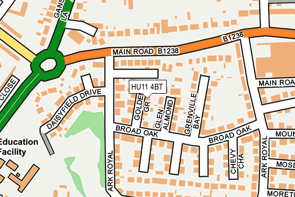 HU11 4BT map - OS OpenMap – Local (Ordnance Survey)