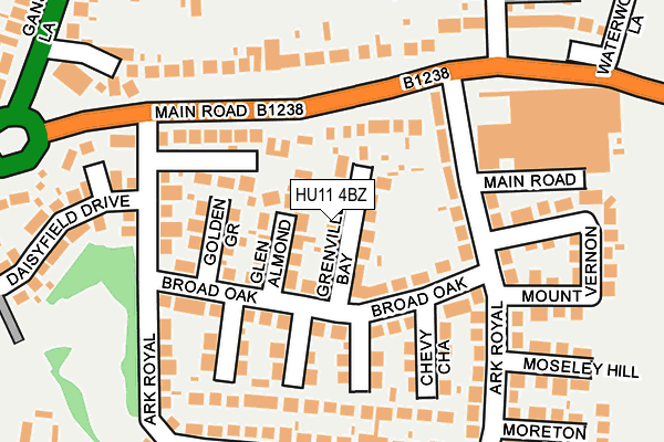 HU11 4BZ map - OS OpenMap – Local (Ordnance Survey)