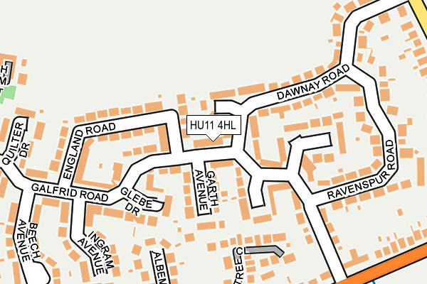 HU11 4HL map - OS OpenMap – Local (Ordnance Survey)
