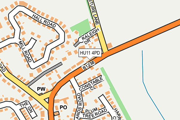 HU11 4PD map - OS OpenMap – Local (Ordnance Survey)