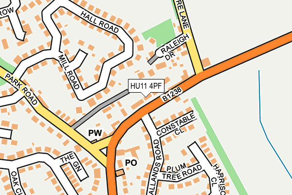 HU11 4PF map - OS OpenMap – Local (Ordnance Survey)