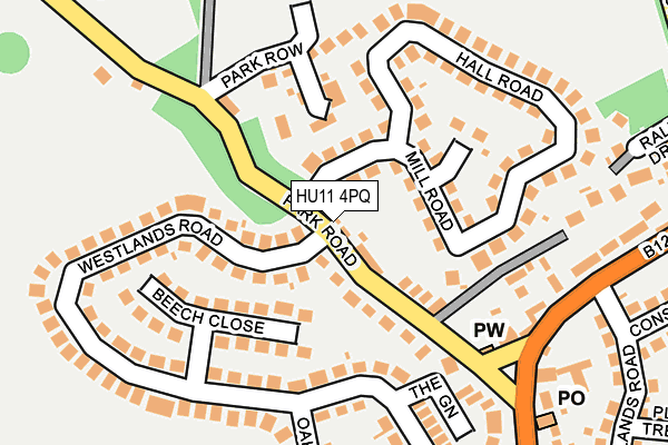 HU11 4PQ map - OS OpenMap – Local (Ordnance Survey)