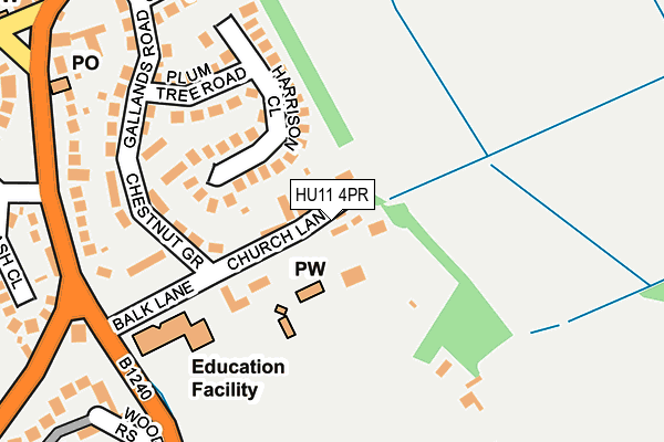 HU11 4PR map - OS OpenMap – Local (Ordnance Survey)