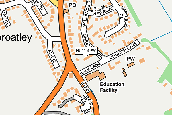 HU11 4PW map - OS OpenMap – Local (Ordnance Survey)