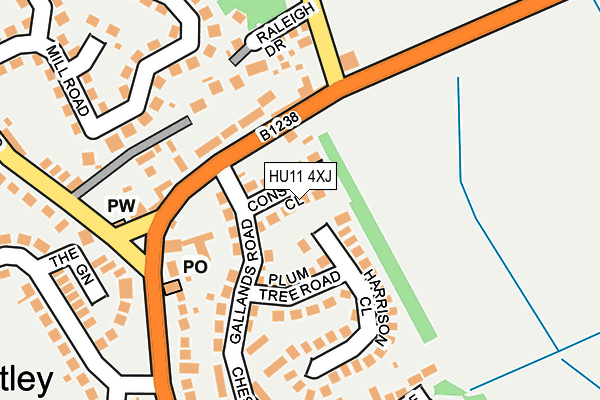 HU11 4XJ map - OS OpenMap – Local (Ordnance Survey)