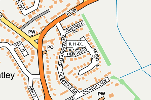 HU11 4XL map - OS OpenMap – Local (Ordnance Survey)