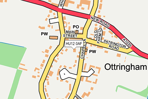 HU12 0AF map - OS OpenMap – Local (Ordnance Survey)