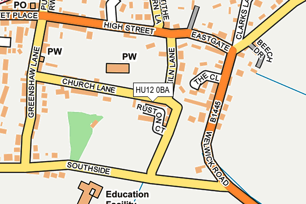 HU12 0BA map - OS OpenMap – Local (Ordnance Survey)