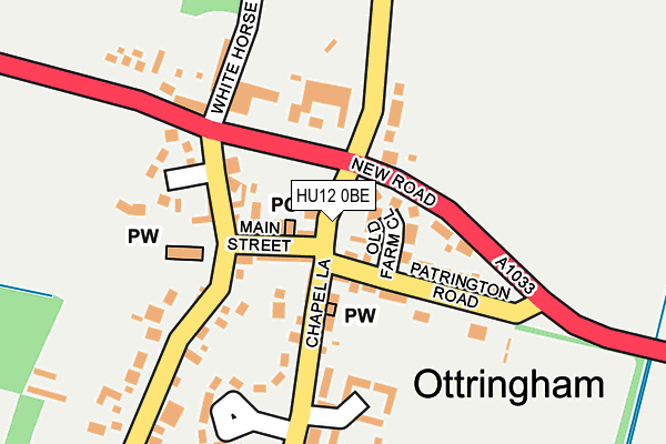 HU12 0BE map - OS OpenMap – Local (Ordnance Survey)