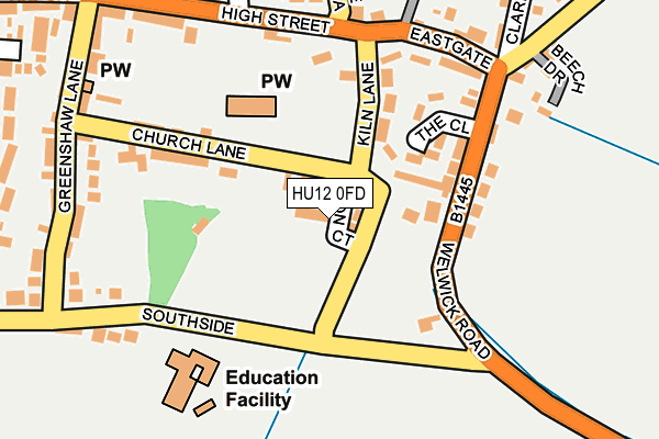 HU12 0FD map - OS OpenMap – Local (Ordnance Survey)