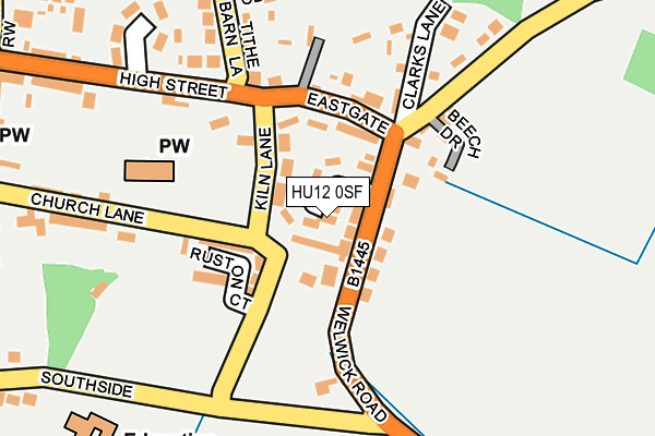 HU12 0SF map - OS OpenMap – Local (Ordnance Survey)