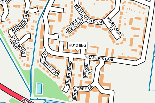 HU12 8BG map - OS OpenMap – Local (Ordnance Survey)
