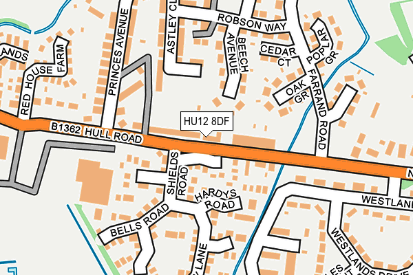 HU12 8DF map - OS OpenMap – Local (Ordnance Survey)