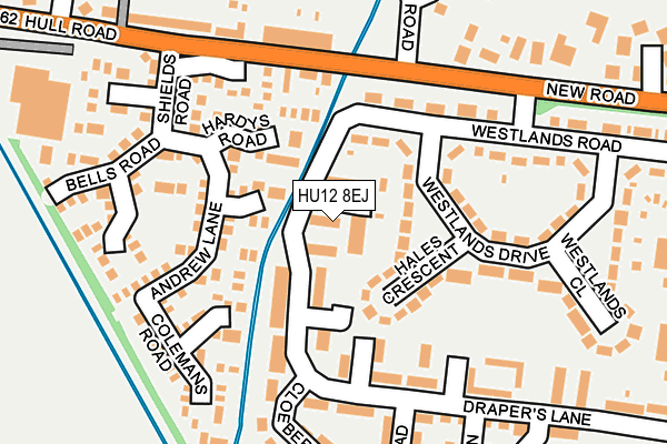 HU12 8EJ map - OS OpenMap – Local (Ordnance Survey)