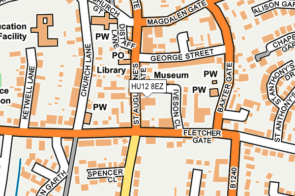 HU12 8EZ map - OS OpenMap – Local (Ordnance Survey)