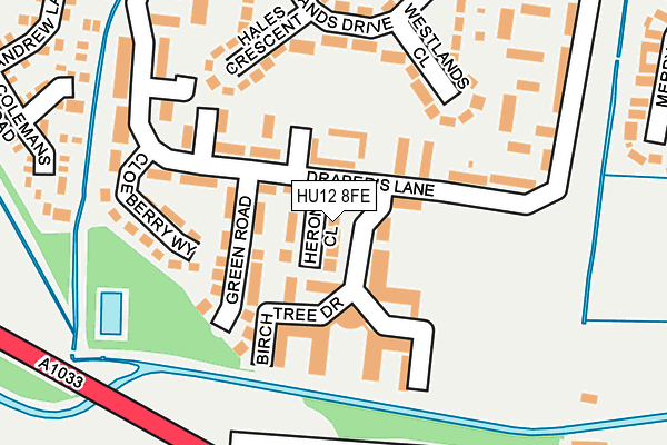 HU12 8FE map - OS OpenMap – Local (Ordnance Survey)