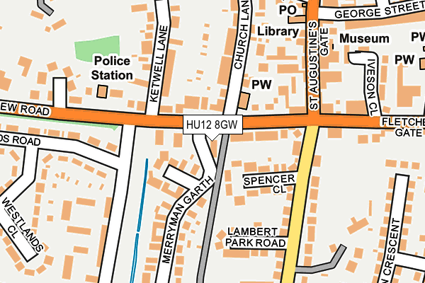 HU12 8GW map - OS OpenMap – Local (Ordnance Survey)