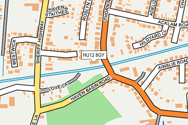 HU12 8GY map - OS OpenMap – Local (Ordnance Survey)