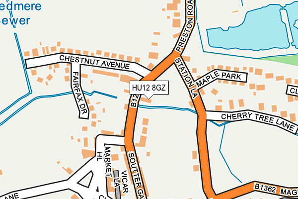 HU12 8GZ map - OS OpenMap – Local (Ordnance Survey)