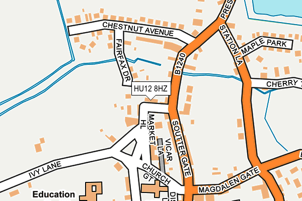 HU12 8HZ map - OS OpenMap – Local (Ordnance Survey)