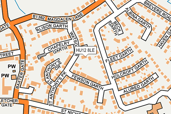 HU12 8LE map - OS OpenMap – Local (Ordnance Survey)
