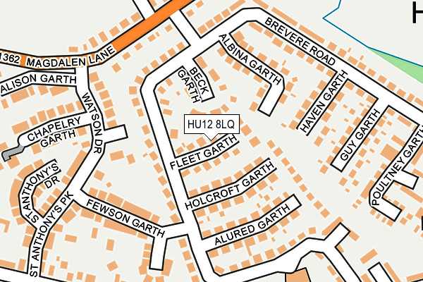 HU12 8LQ map - OS OpenMap – Local (Ordnance Survey)