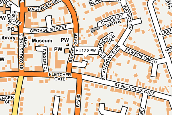 HU12 8PW map - OS OpenMap – Local (Ordnance Survey)