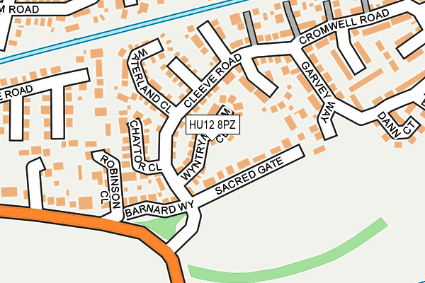 HU12 8PZ map - OS OpenMap – Local (Ordnance Survey)