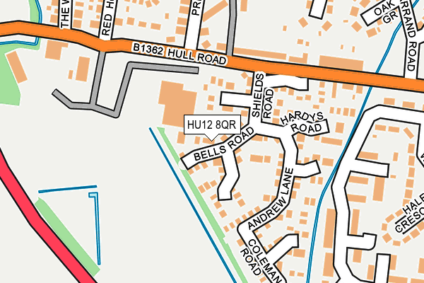 HU12 8QR map - OS OpenMap – Local (Ordnance Survey)