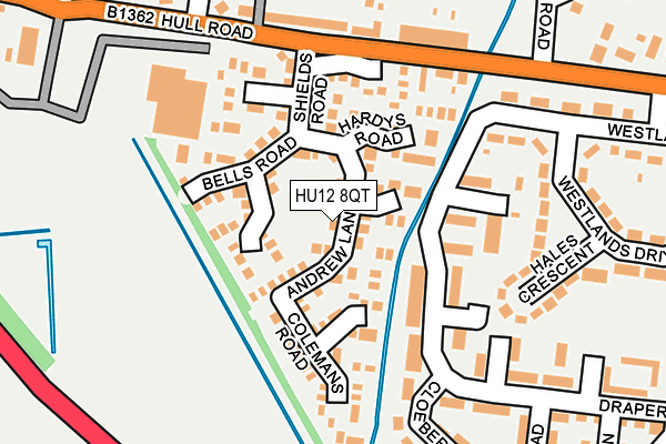 HU12 8QT map - OS OpenMap – Local (Ordnance Survey)