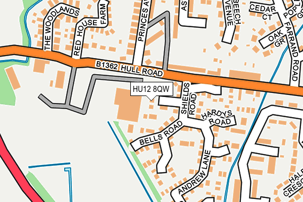 HU12 8QW map - OS OpenMap – Local (Ordnance Survey)