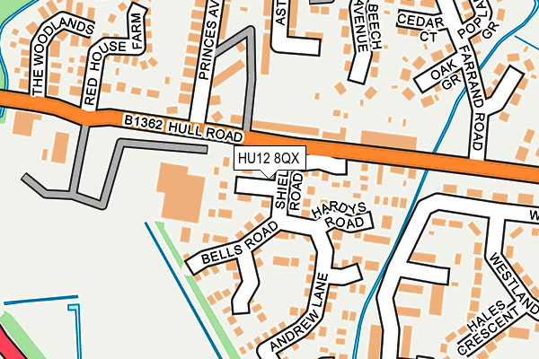 HU12 8QX map - OS OpenMap – Local (Ordnance Survey)