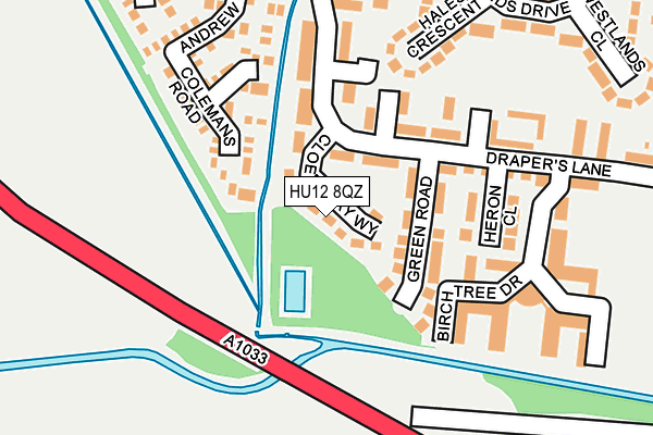 HU12 8QZ map - OS OpenMap – Local (Ordnance Survey)