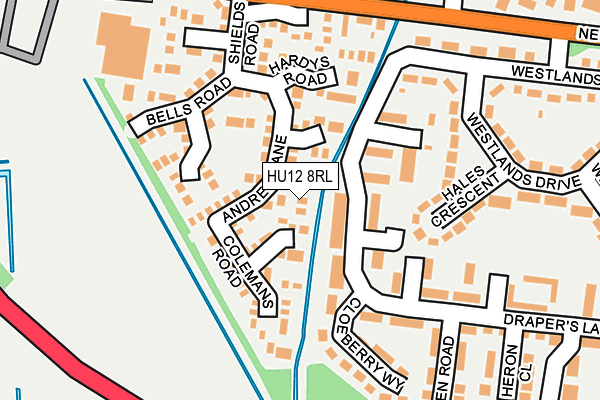 HU12 8RL map - OS OpenMap – Local (Ordnance Survey)