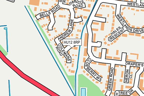 HU12 8RP map - OS OpenMap – Local (Ordnance Survey)