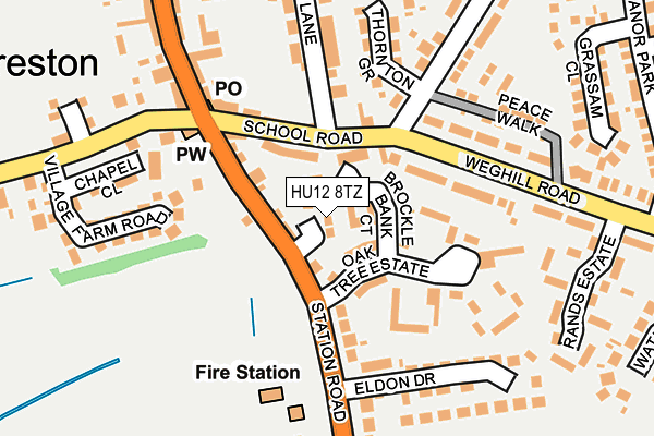 HU12 8TZ map - OS OpenMap – Local (Ordnance Survey)