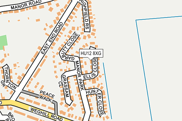 HU12 8XG map - OS OpenMap – Local (Ordnance Survey)
