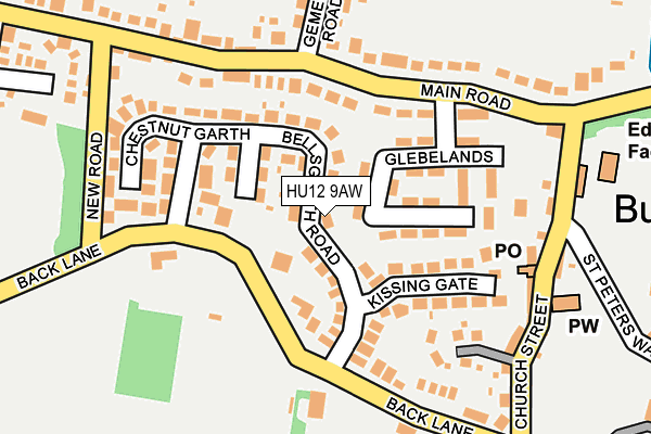 HU12 9AW map - OS OpenMap – Local (Ordnance Survey)
