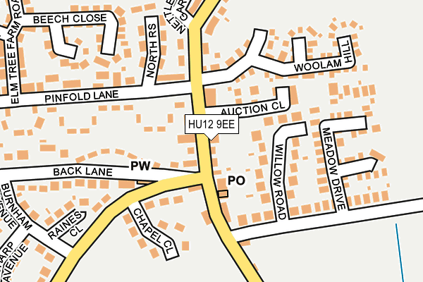 HU12 9EE map - OS OpenMap – Local (Ordnance Survey)