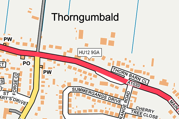 HU12 9GA map - OS OpenMap – Local (Ordnance Survey)